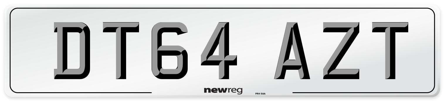 DT64 AZT Number Plate from New Reg